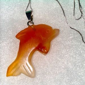 Hippie Boho Citrine Dolphin Silver 16” Neck…